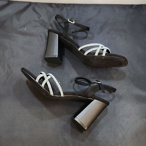 BRAND NEW GLAZE WOMEN’S BLOCK-HEEL RHINESTONES CRISS-CROSS STRAP SANDAL - Picture 11 of 16